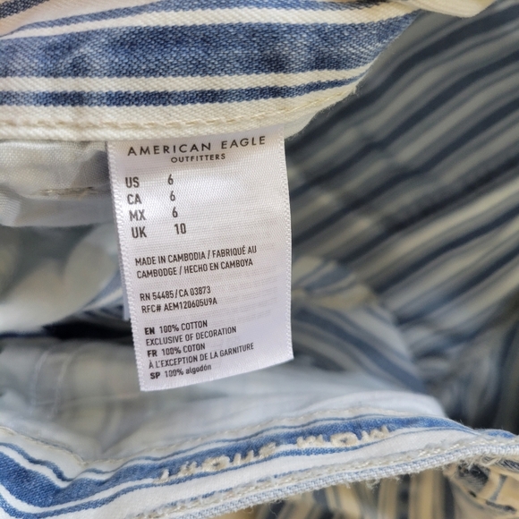 American Eagle High Waist Blue Stripe Mom Shorts size 6 - Picture 5 of 9